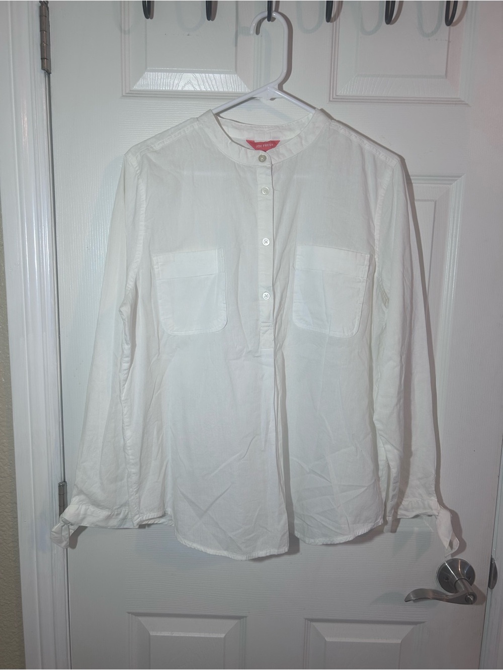 Crisp White Joe Fresh 100% Cotton Button Front Pocket Shirt Sz L